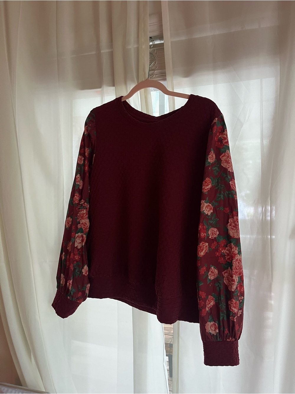 Porridge Quilted Burgundy Pullover
